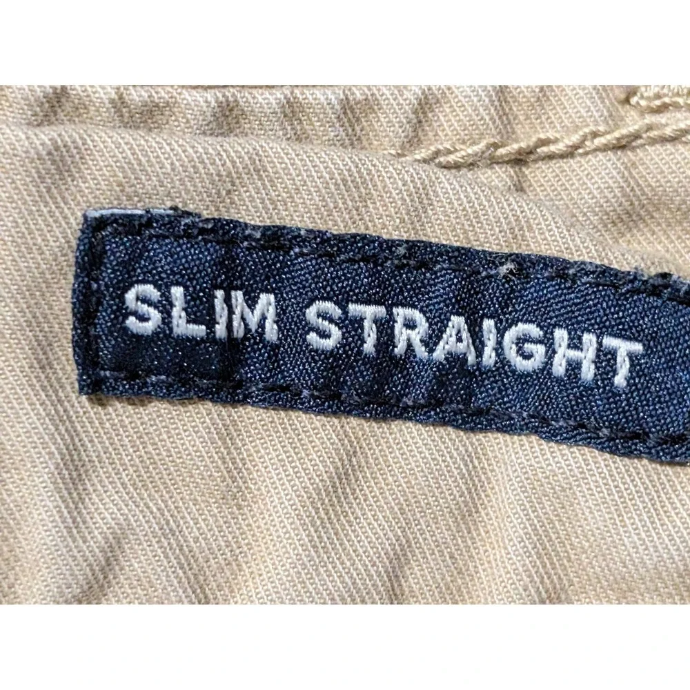 American Eagle Chinos Mens 36x30 Khaki Slim Straight Cotton‎ Twill Pants Casual